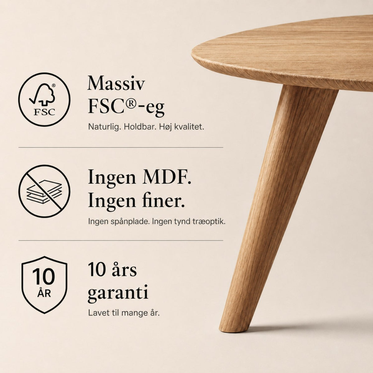 Sofabord ELVA i FSC®-certificeret massivt træ